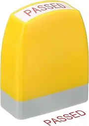 uxcell Passed Notice Stamp Self Inking, Red Ink Office Stamps Pre Inked Message Stamp Refillable Business Stamp, Yellow