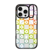 iPhone 16 Pro Impact Ring Stand Case MagSafe Compatible Daisy Check Mate - Rainbow Gradient