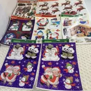 8 Vintage Christmas Reusable Static Window Clings - All Different