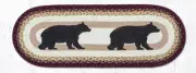 Braided Jute Hand Stenciled Oval Table Runner. Earth Rugs. CABIN BEAR. 13" X 36"