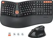 MEETION Ergonomic Keyboard and Mouse Wireless, Bluetooth/2.4G Ergo Split Keyboard with Cushioned Palm Rest, 4 DPI Adjustable Ergonomic Mouse, Full Size Rechargeable for Windows/Mac/PC/Laptop, Black