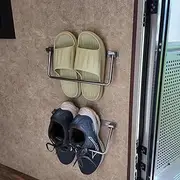 Safoner Foldable RV Shoe Rack- Aluminum Camper Shoe Organizer, Wall-Mounted Shelf, Efficient Holder and Storage Rack for Various Shoes, Essential Travel Trailer Organization Accessories- 2 Packs