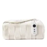 Dreamaker Basketweave Faux Fur Heated Throw Cream - 130x160cm