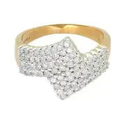9Carat Yellow Gold 1.00ct Diamond Cluster Ring (Size Q 1/2) 15mm Widest