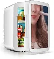 Mini Fridge4l, Mirror Refrigerator, Portable Mirrored Beauty Fridge with LED Lighting, Skincare Fridge for Skincare, Bedroom and Travel