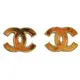 CHANEL ABB072 經典CC LOGO琥珀造型貼耳針式耳環.淡金