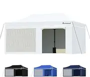 [ALFORDSON] Gazebo Marquee 3 x 6m with Wall Panels, Sand Bag and Pegs & Ropes, High Adjustable Pop-up Canopy Pavilion with Carry Bag, Camping Shelter Shade with Steel Frame for Wedding Party, White