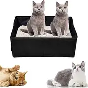 Esforzarse 40 x 30 x 14.2 cm Travel Cat Litter Box, Collapsible Portable Cat Litter Box with Lid and Handle, Cat Travel Litter Box, Litter Box Soft Foldable Waterproof, for Indoor and Outdoor Use
