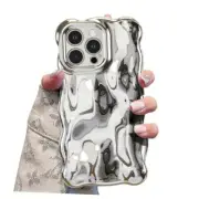 Case for iPhone 12 Pro Max 6.7 inch, Cute Solid Color Curly Wave Shape Silver