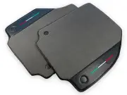 Gray Floor Mats For Ferrari F8 Tributo With Carbon Leather Tailored Carpets (for: Ferrari)