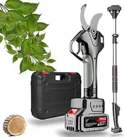 40MM Professional Electric Pruning Shears With 2.1M Telescopic Pole, LCD Display, Rechargeable Lithium Battery, Cordless Secateurs For Pruning Trees Shrubs Fruit Trees(‎1Battery)