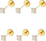 [Lotsdonxia] 6 Pcs Surgical Steel Tragus Piercing Jewellery – Unisex Flat Back Stud Earrings, Hypoallergenic Threadless Push-in Nose Rings for Body Piercing