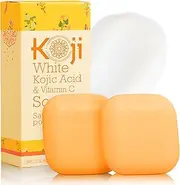Koji White Kojic Acid & Vitamin C Brightening Soap, Hydrating Face & Body For Radiant Glow Skin, Nourishing, Moisturizing, Even Tone Cleansing Bar, Vegan, Paraben-Free, 2.82 oz (2 Bars)
