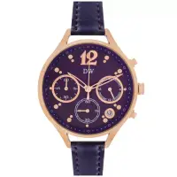 在飛比找博客來優惠-日本DW D3227 時尚古典典雅女爵真三眼皮帶手錶 - 紫