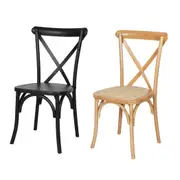 Levede Set of 2/4 Dining Chairs Cross Back Chair Bentwood Outdoor Provincial Rattan Seat