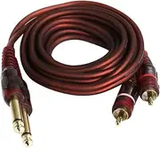 RCA to 1/4 Cable, Quarter inch (2 x 6.35mm Stereo to 2 RCA) Audio Y Splitter Cable Insert Cable - 5 feet/1.5 Meters