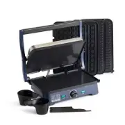 Blue Diamond Indoor Grill Ceramic Nonstick W/Grill+Griddle+Waffle Plates in Blue