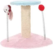 FONDOTIN 1Pc Creative Triangular Base Cat Climbing Frame with Spring Rat Fuzzy Ball Design Fun Cat Exercise Plaything for Indoor Play Easy Assembly and Safe for Pets Mixed Color