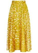 Roksanda Ameera Printed Silk-satin Midi Skirt - Yellow - 12 (UK12 / M) 12 (UK12 / M)