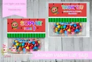 PERSONALISED BIRTHDAY PARTY LOLLY/LOOT BAG & TOPPER - Cocomelon
