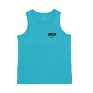 Nike 背心 Basketball Tank Top 男款 水藍 黑 籃球印花 無袖 純棉 運動上衣 小勾 FJ2301-367