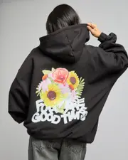 [Dr Denim] Dr Denim Women's Siri Hoodie in Black Flower Times Size XL XL Black Flower Times