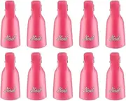 SunBlue 10 Pcs Acrylic Nail Soak Off Cap Clips - Reusable UV Gel Polish Remover Wraps, Plastic Nail Art Cleaner Tools for Easy Manicure Removal (Purple & Pink) (Pink)