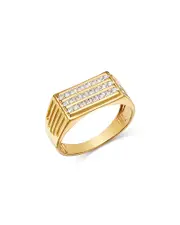 Bloomingdale's Fine Collection Men's Three Row Ring in 14K Yellow Gold, 0.25 tcw