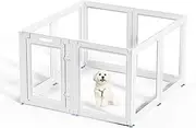 SOLOWINNER Clear Acrylic Dog Playpen Transparent Dog Playpen Indoor, Easy Assemble Clear Pet Pen for Puppy Bunny Cat Pig, Sturdy & Easy Cleaning Plastic Dog Puppy Fence (23.6" H, 8PCS)