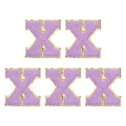 Chenille Letter Patches 2.2" Letter x Embroidered Patch (Purple, Pack of 5)