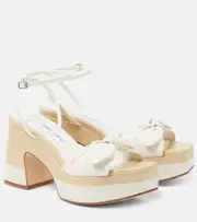 [Jimmy Choo] Jimmy Choo Ricia leather and raffia platform sandals AU 10 multicoloured