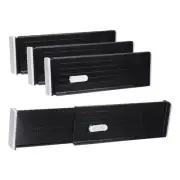 4 Pcs Plastic Drawer Dividers Organizer 11"-18" Adjustable Separators, Black