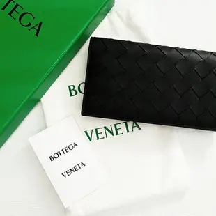 美國百分百【全新真品】BOTTEGA VENETA 真皮編織 長夾 BV 皮夾 配件 皮革 歐洲精品 黑色 CK03