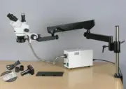 3.5-180X Trinocular Stereo Microscope +Articulating Arm +Fiber Light +8MP Camera