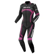 Misano Ladies Black Fuchsia 2PC Leather Motorcycle Suit