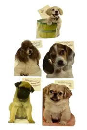 Vintage Dog Diecut Greeting Cards Lot 5 Unused 4 Birthday 1 Get Well Hallmark