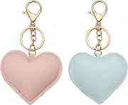 [YangQian] 2Pcs Leather Heart Keychain Charm for Women Girls Heart Charms for Purse Bag Accessories for Women Girls Heart Key Chain Charm for Backpack Keychain Decorations