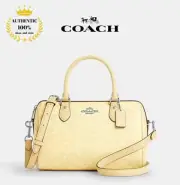 ❤️ COACH Rowan Satchel Bag Signature Canvas CV961 Silver/Hay 2way Crossbody Bag