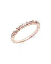 Bloomingdale's Fine Collection Diamond Baguette & Round Narrow Band in 14K Gold, 0.12 tcw