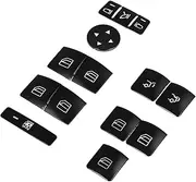 A ABSOPRO Window Switch Button Trim Cover Sticker Interior Door Armrest Window Lift Switch Cover for Benz a B Class 13-17 (Set of 14) Black