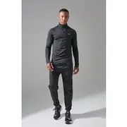 Mens Black Man Active Quarter Zip and Jogger Tracksuit