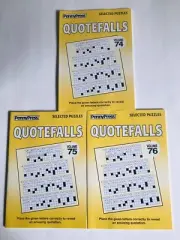 Lot of 3 Quotefalls Penny Press Dell Selected Variety Quotation Puzzles 74 - 76