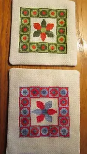Two Needlepoint Petit Point Hot Mat Pads Teapot Coaster Table Protector Handmade