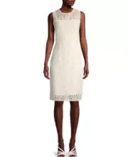 Boss Hugo Boss Dress Womens 6 White Lace Sheath Dasicana Floral Lace $595