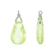 4 CZ Sterling Silver Flat Briolette Dangle Charm Earring Beads Lime Green #98362