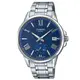 【CASIO】內斂條紋設計精緻羅馬時刻不鏽鋼錶-藍面(MTP-EX100D-2A)