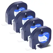 4PK For Dymo Letratag LT-100H Label Maker Refills Tape 91331 Black on White 1/2"