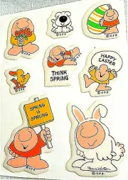 Vintage Ziggy & Dog Spring Easter 1980s Sheet of 8 Puffy Stickers NOS New U.P.S