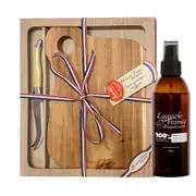 Laguiole Jean Neron Cheese Knife Made in France & Square Serving Board Gift Set With Care Oil