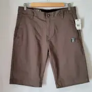 Volcom Men’s VMonty Stretch Twill Bermuda Shorts Mushroom Brown Size 30